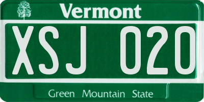 VT license plate XSJ020