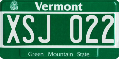 VT license plate XSJ022