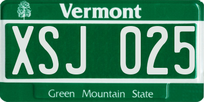 VT license plate XSJ025