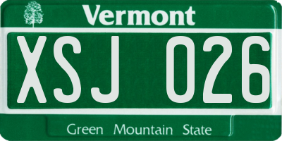 VT license plate XSJ026
