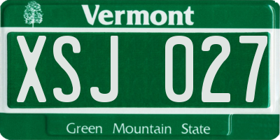 VT license plate XSJ027