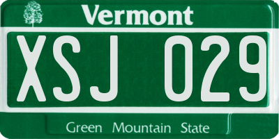 VT license plate XSJ029