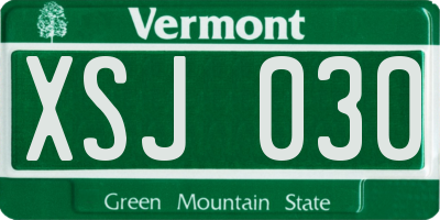 VT license plate XSJ030