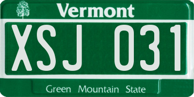VT license plate XSJ031