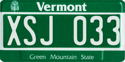 VT license plate XSJ033