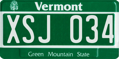 VT license plate XSJ034