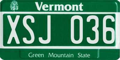 VT license plate XSJ036