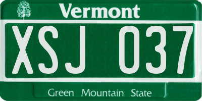 VT license plate XSJ037