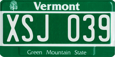 VT license plate XSJ039