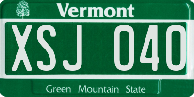 VT license plate XSJ040