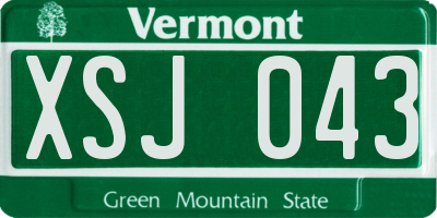 VT license plate XSJ043