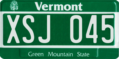 VT license plate XSJ045