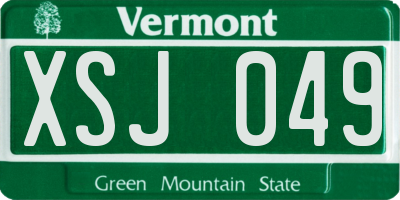 VT license plate XSJ049
