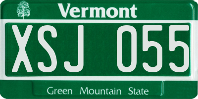 VT license plate XSJ055