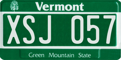 VT license plate XSJ057