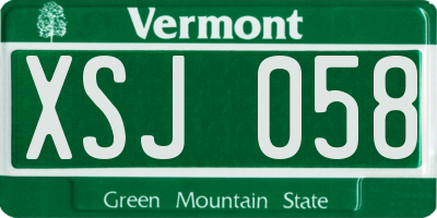 VT license plate XSJ058