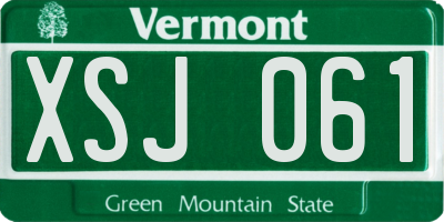 VT license plate XSJ061