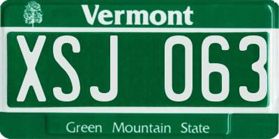 VT license plate XSJ063