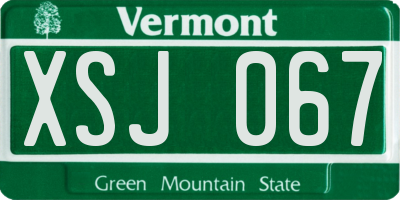 VT license plate XSJ067