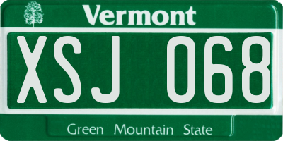 VT license plate XSJ068