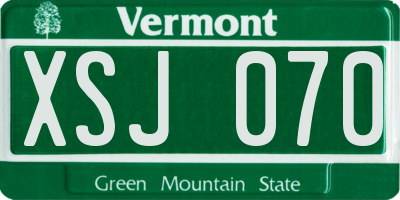 VT license plate XSJ070