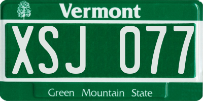 VT license plate XSJ077