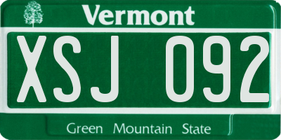 VT license plate XSJ092