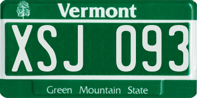 VT license plate XSJ093