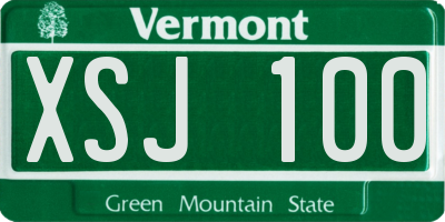 VT license plate XSJ100