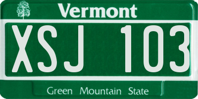 VT license plate XSJ103