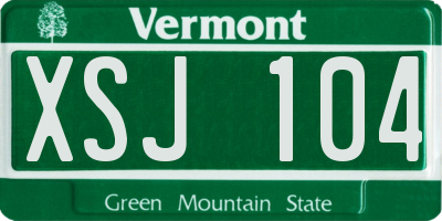 VT license plate XSJ104