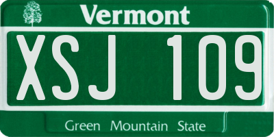VT license plate XSJ109