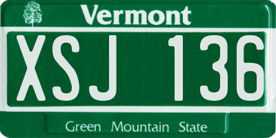 VT license plate XSJ136