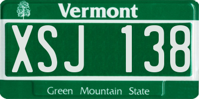 VT license plate XSJ138
