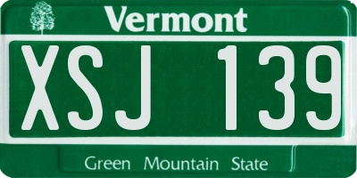 VT license plate XSJ139