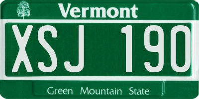 VT license plate XSJ190