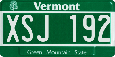 VT license plate XSJ192