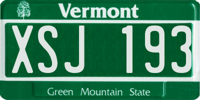 VT license plate XSJ193