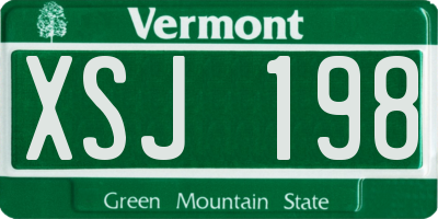 VT license plate XSJ198