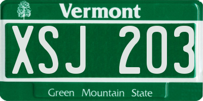 VT license plate XSJ203