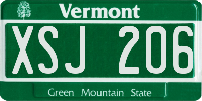 VT license plate XSJ206