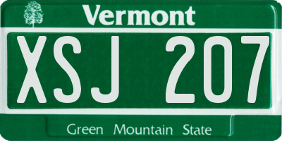 VT license plate XSJ207