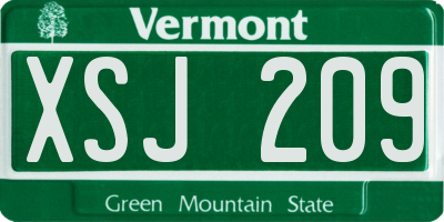 VT license plate XSJ209