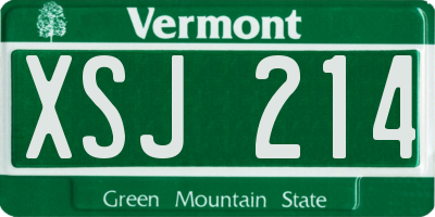 VT license plate XSJ214