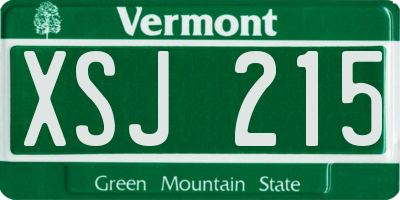 VT license plate XSJ215