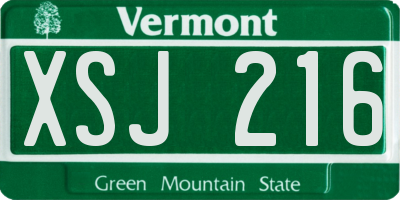 VT license plate XSJ216