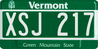 VT license plate XSJ217