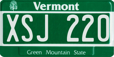 VT license plate XSJ220
