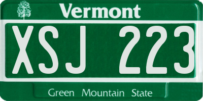 VT license plate XSJ223