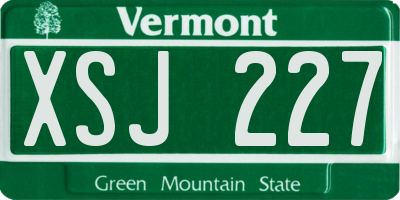VT license plate XSJ227